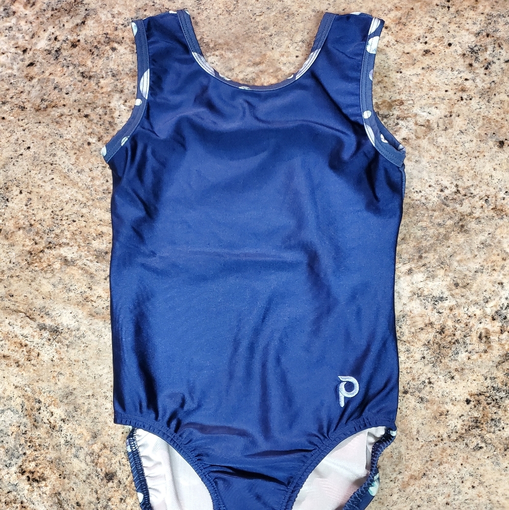 GREAT Plum Gymnastics Dance Leotard Child Large Blue BUBBLES Flipside Flip Side